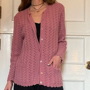Vintage Knit Pink Cardigan. Cottagecore. Size Medium